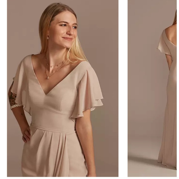 David’s bridal Flutter Sleeve Dress - Picture 2 of 6